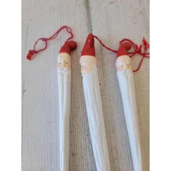 Rustic Twisted Santa Claus face sickle long ornament Xmas set - Picture 2 of 7